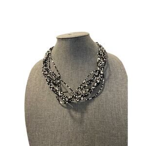 Black and white beaded layered necklace